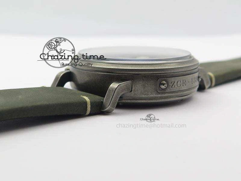 Heritage Pilot Ton-Up Aged SS Case V6F 1:1 Best Edition On Green Nubuck Strap A7750