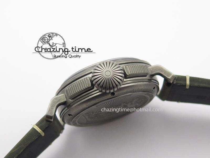 Heritage Pilot Ton-Up Aged SS Case V6F 1:1 Best Edition On Green Nubuck Strap A7750
