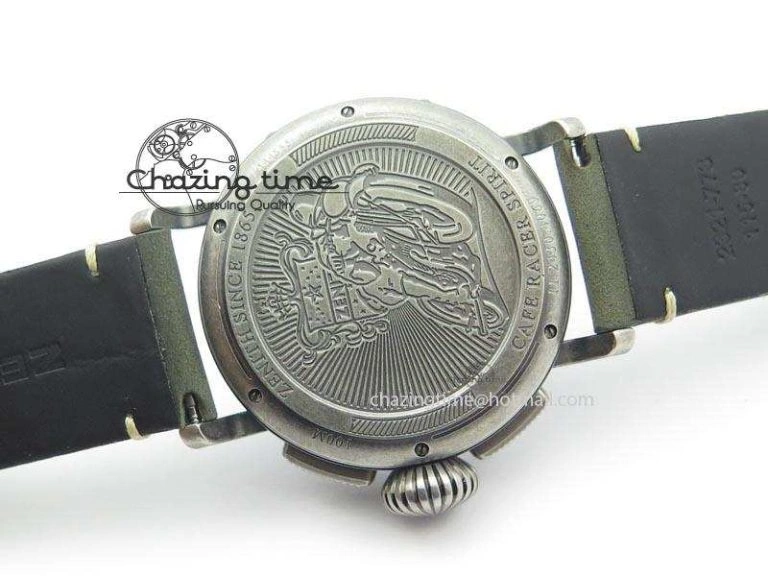 Heritage Pilot Ton-Up Aged SS Case V6F 1:1 Best Edition On Green Nubuck Strap A7750