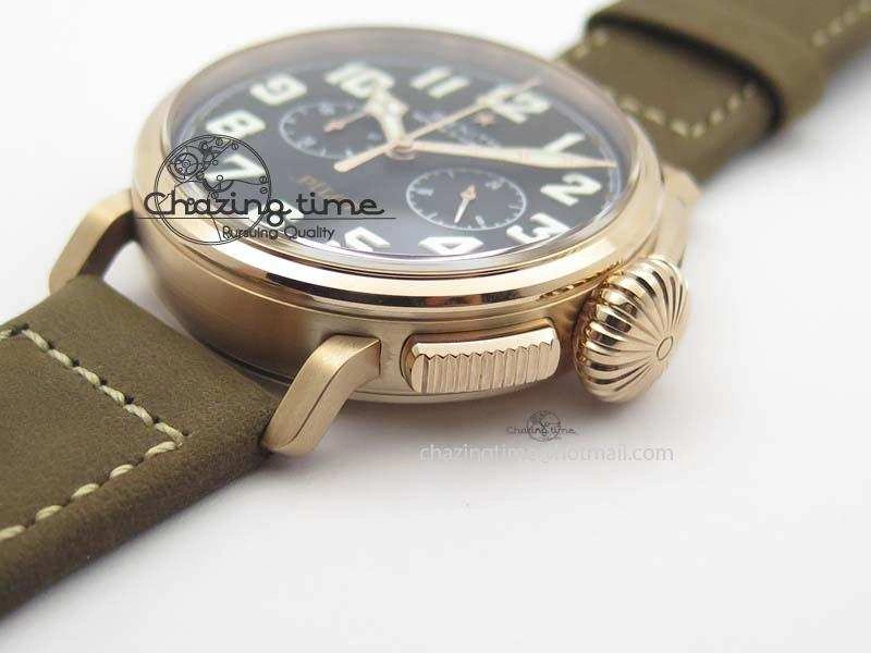 Heritage Pilot Ton-Up RG Case Black Dial On Brown Asso Leather Strap Jap Quartz