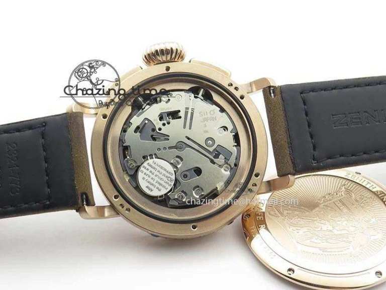 Heritage Pilot Ton-Up RG Case Black Dial On Brown Asso Leather Strap Jap Quartz