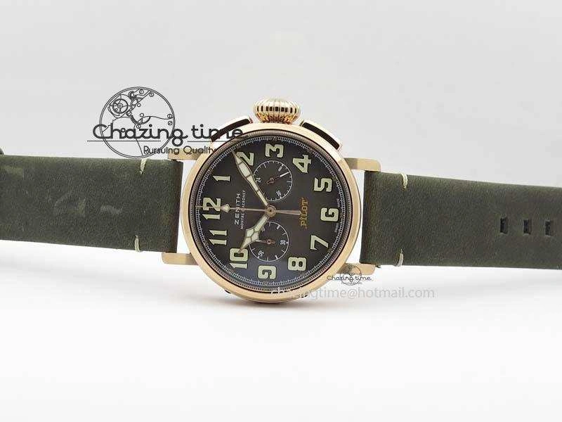 Heritage Pilot Ton-Up RG Case Gray Dial On Green Leather Strap Jap Quartz
