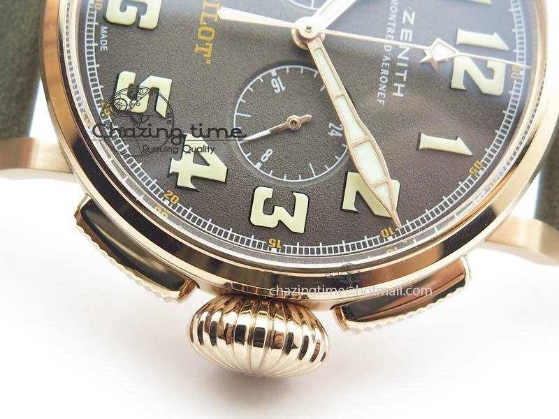 Heritage Pilot Ton-Up RG Case Gray Dial On Green Leather Strap Jap Quartz