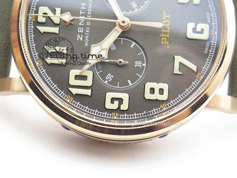 Heritage Pilot Ton-Up RG Case Gray Dial On Green Leather Strap Jap Quartz