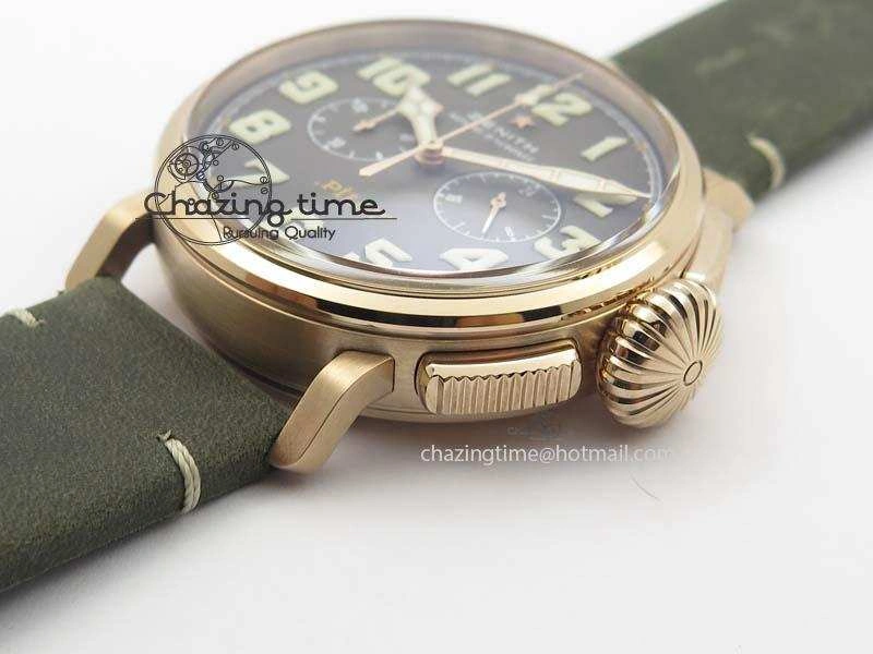 Heritage Pilot Ton-Up RG Case Gray Dial On Green Leather Strap Jap Quartz