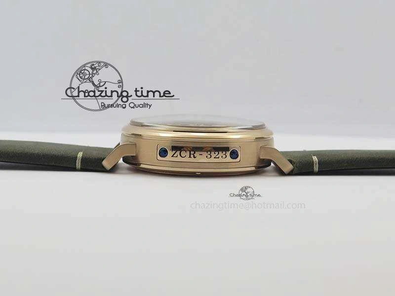 Heritage Pilot Ton-Up RG Case Gray Dial On Green Leather Strap Jap Quartz