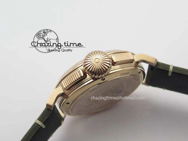 Heritage Pilot Ton-Up RG Case Gray Dial On Green Leather Strap Jap Quartz