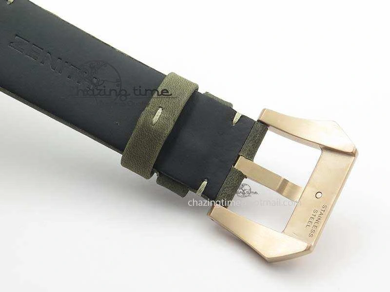 Heritage Pilot Ton-Up RG Case Gray Dial On Green Leather Strap Jap Quartz