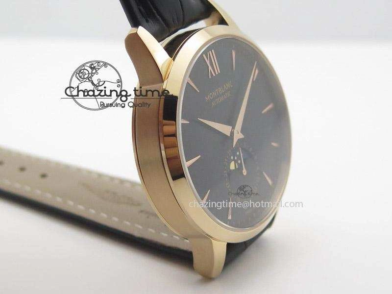 Heritage Spirit Moonphase RG Black Dial On Black Leather Strap MIYOTA 9015