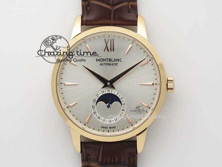 Heritage Spirit Moonphase RG Silver Dial On Brown Leather Strap MIYOTA 9015