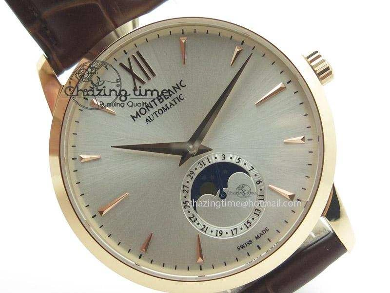 Heritage Spirit Moonphase RG Silver Dial On Brown Leather Strap MIYOTA 9015