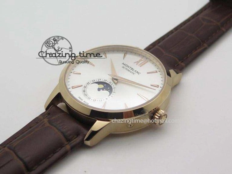 Heritage Spirit Moonphase RG Silver Dial On Brown Leather Strap MIYOTA 9015