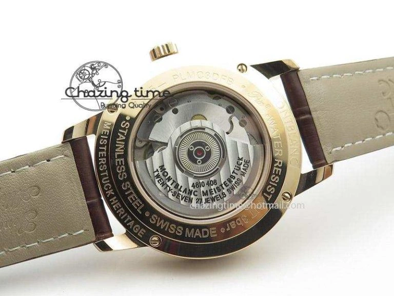 Heritage Spirit Moonphase RG Silver Dial On Brown Leather Strap MIYOTA 9015