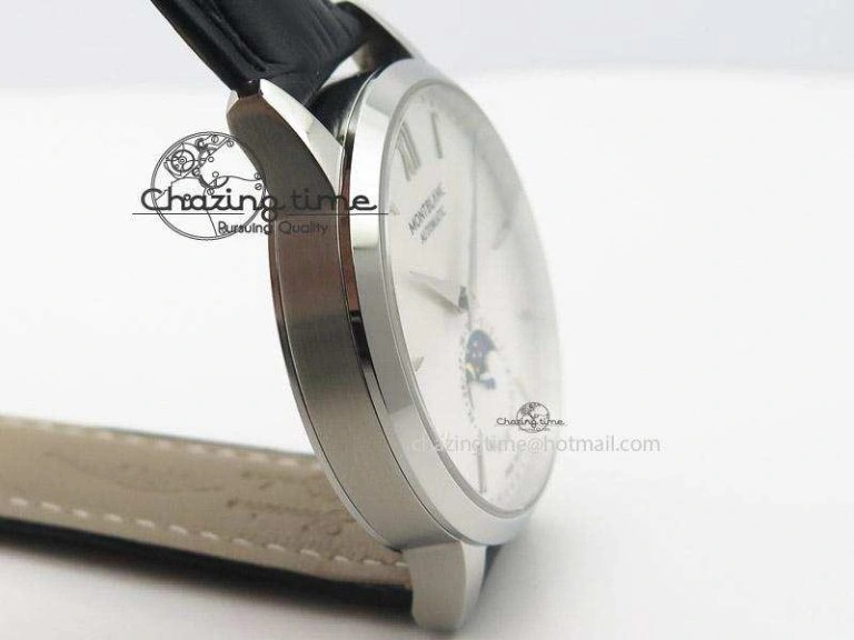 Heritage Spirit Moonphase SS Silver Dial SS Markers On Black Leather Strap MIYOTA 9015