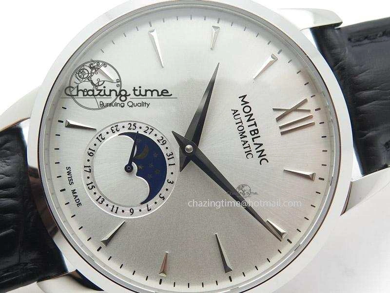 Heritage Spirit Moonphase SS Silver Dial SS Markers On Black Leather Strap MIYOTA 9015