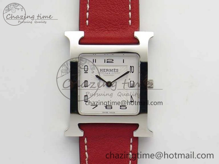 Heure H Ladies SS MKF 1:1 Best Edition White Dial On Leather Strap Swiss Quartz