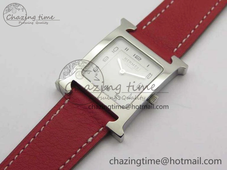 Heure H Ladies SS MKF 1:1 Best Edition White Dial On Leather Strap Swiss Quartz