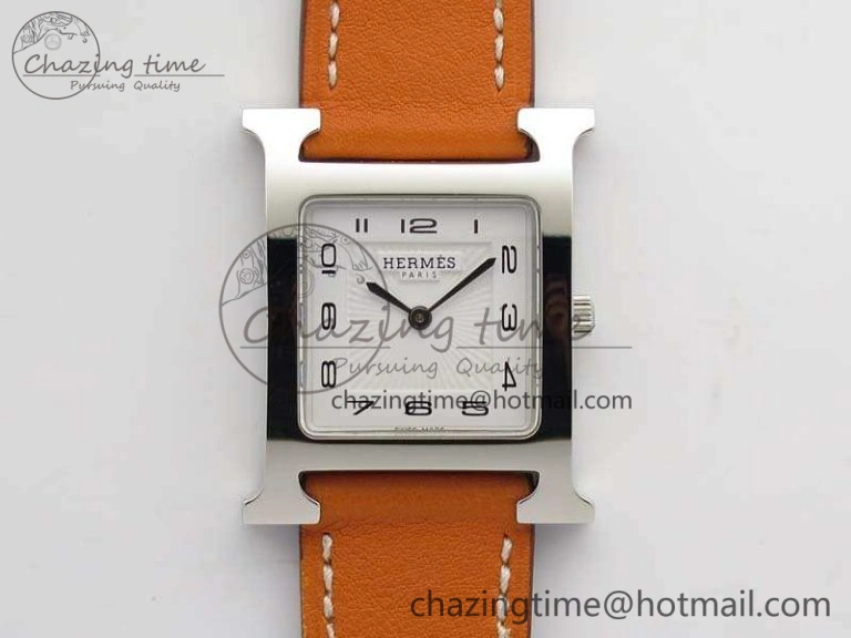 Heure H Ladies SS MKF 1:1 Best Edition White Dial On Leather Strap Swiss Quartz