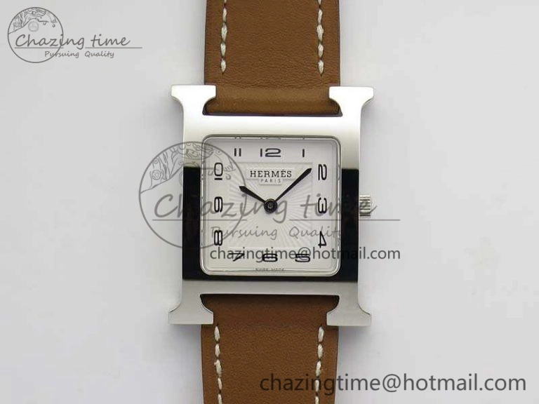Heure H Ladies SS MKF 1:1 Best Edition White Dial On Leather Strap Swiss Quartz