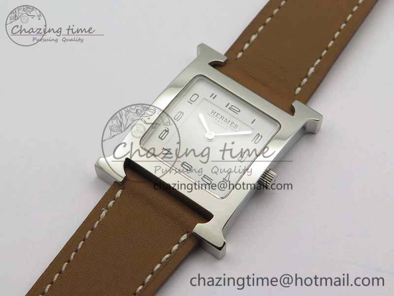 Heure H Ladies SS MKF 1:1 Best Edition White Dial On Leather Strap Swiss Quartz