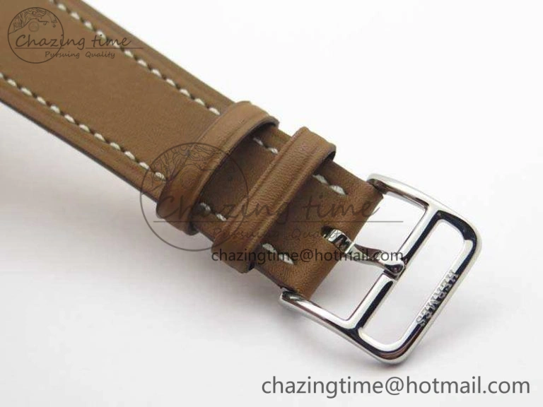 Heure H Ladies SS MKF 1:1 Best Edition White Dial On Leather Strap Swiss Quartz