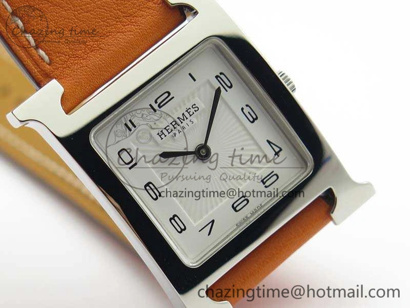 Heure H Ladies SS MKF 1:1 Best Edition White Dial On Leather Strap Swiss Quartz