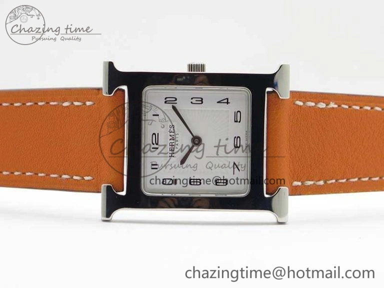 Heure H Ladies SS MKF 1:1 Best Edition White Dial On Leather Strap Swiss Quartz