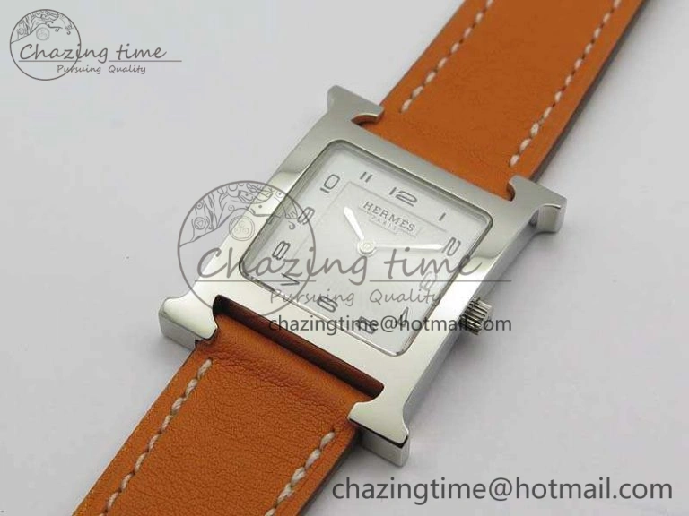 Heure H Ladies SS MKF 1:1 Best Edition White Dial On Leather Strap Swiss Quartz