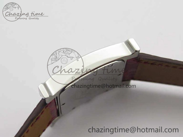Heure H Ladies SS MKF 1:1 Best Edition White MOP Dial On Red Croc Leather Strap Swiss Quartz