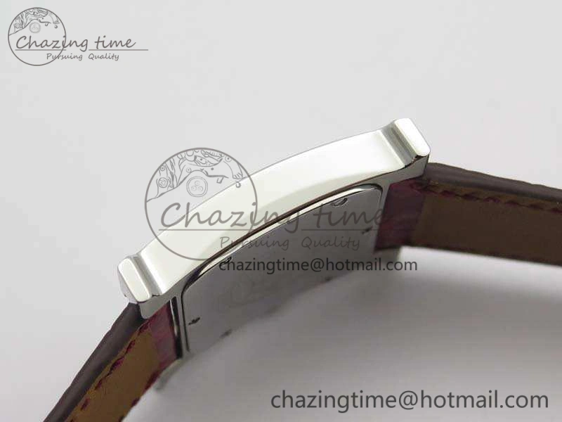 Heure H Ladies SS MKF 1:1 Best Edition White MOP Dial On Red Croc Leather Strap Swiss Quartz