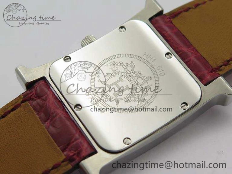 Heure H Ladies SS MKF 1:1 Best Edition White MOP Dial On Red Croc Leather Strap Swiss Quartz