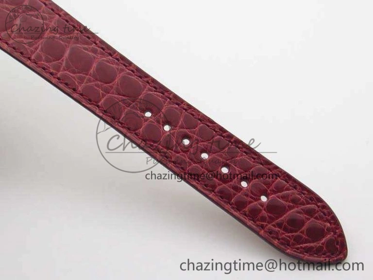 Heure H Ladies SS MKF 1:1 Best Edition White MOP Dial On Red Croc Leather Strap Swiss Quartz