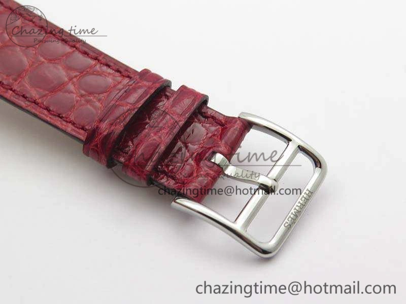 Heure H Ladies SS MKF 1:1 Best Edition White MOP Dial On Red Croc Leather Strap Swiss Quartz