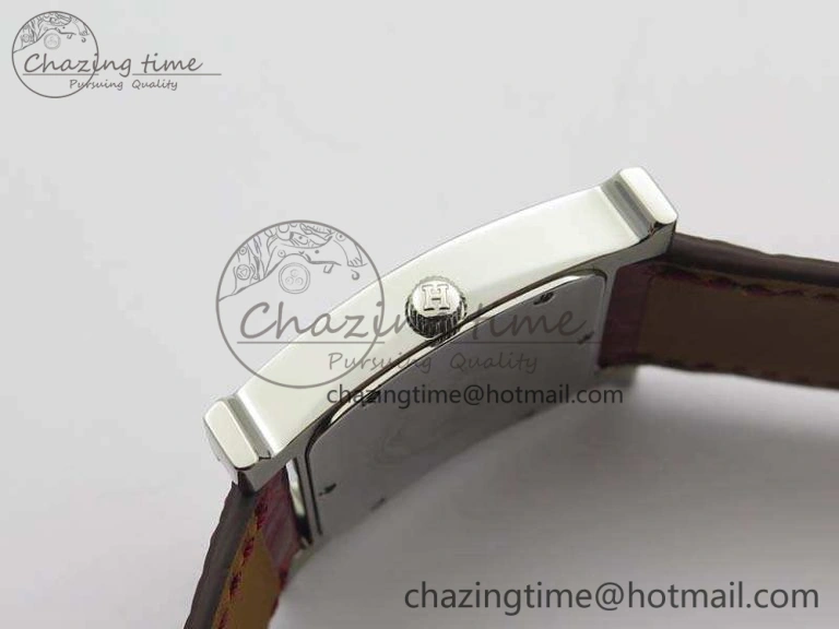 Heure H Ladies SS MKF 1:1 Best Edition White MOP Dial On Red Croc Leather Strap Swiss Quartz