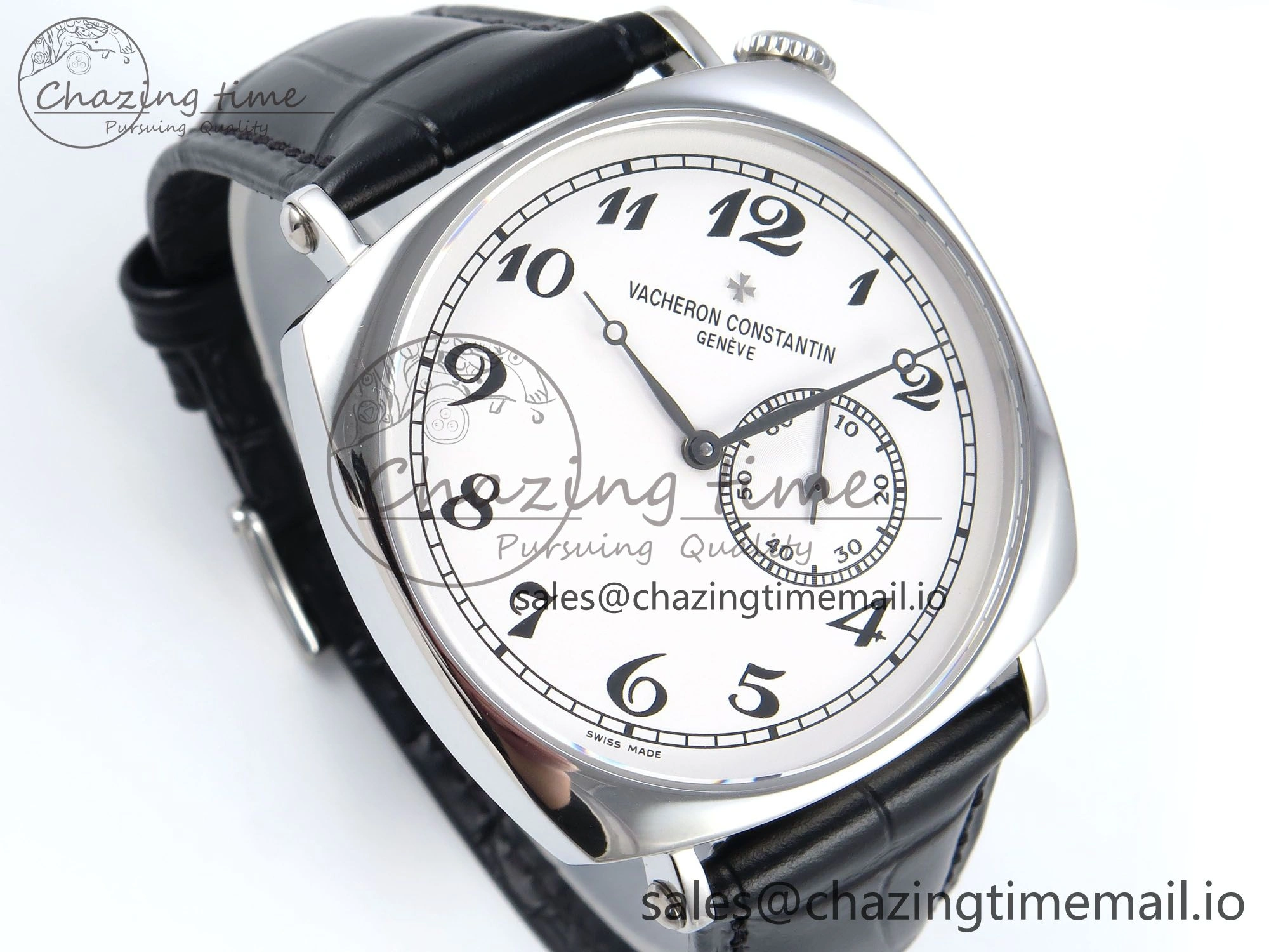 Historiques 82035 000G-B735 40mm SS AIF Best Edition White Dial on Black Leather Strap A4400