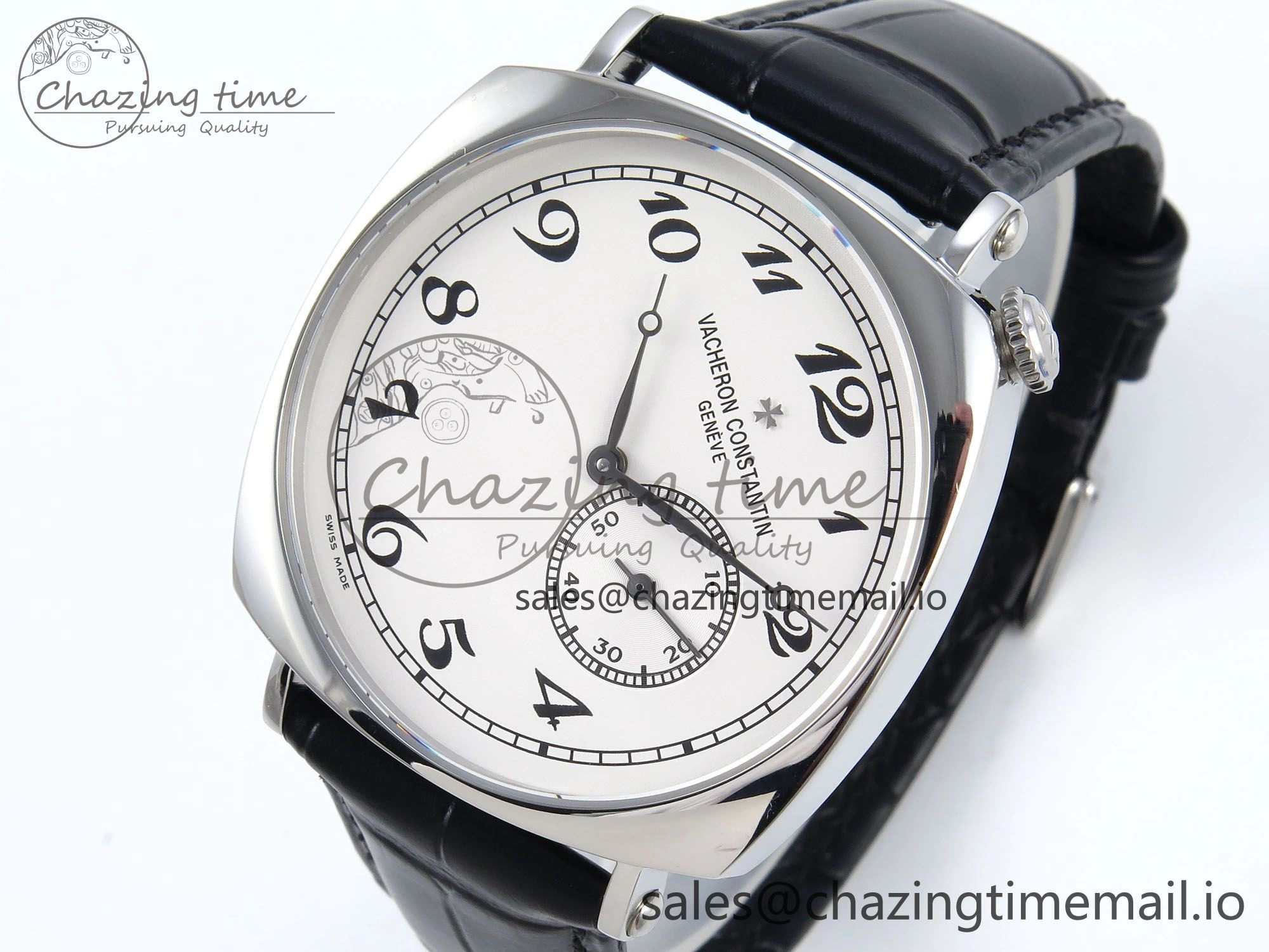 Historiques 82035 000G-B735 40mm SS AIF Best Edition White Dial on Black Leather Strap A4400