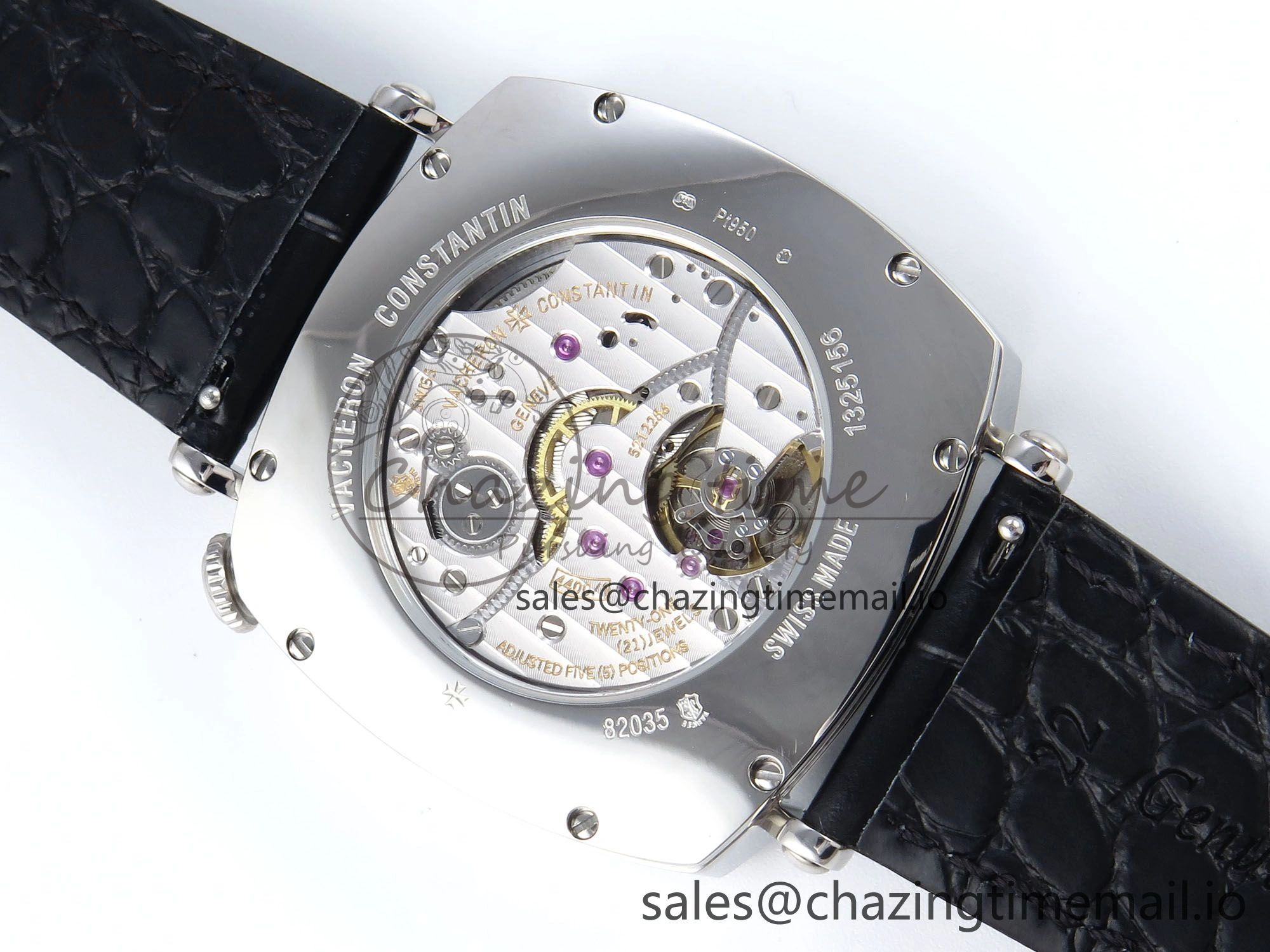 Historiques 82035 000G-B735 40mm SS AIF Best Edition White Dial on Black Leather Strap A4400