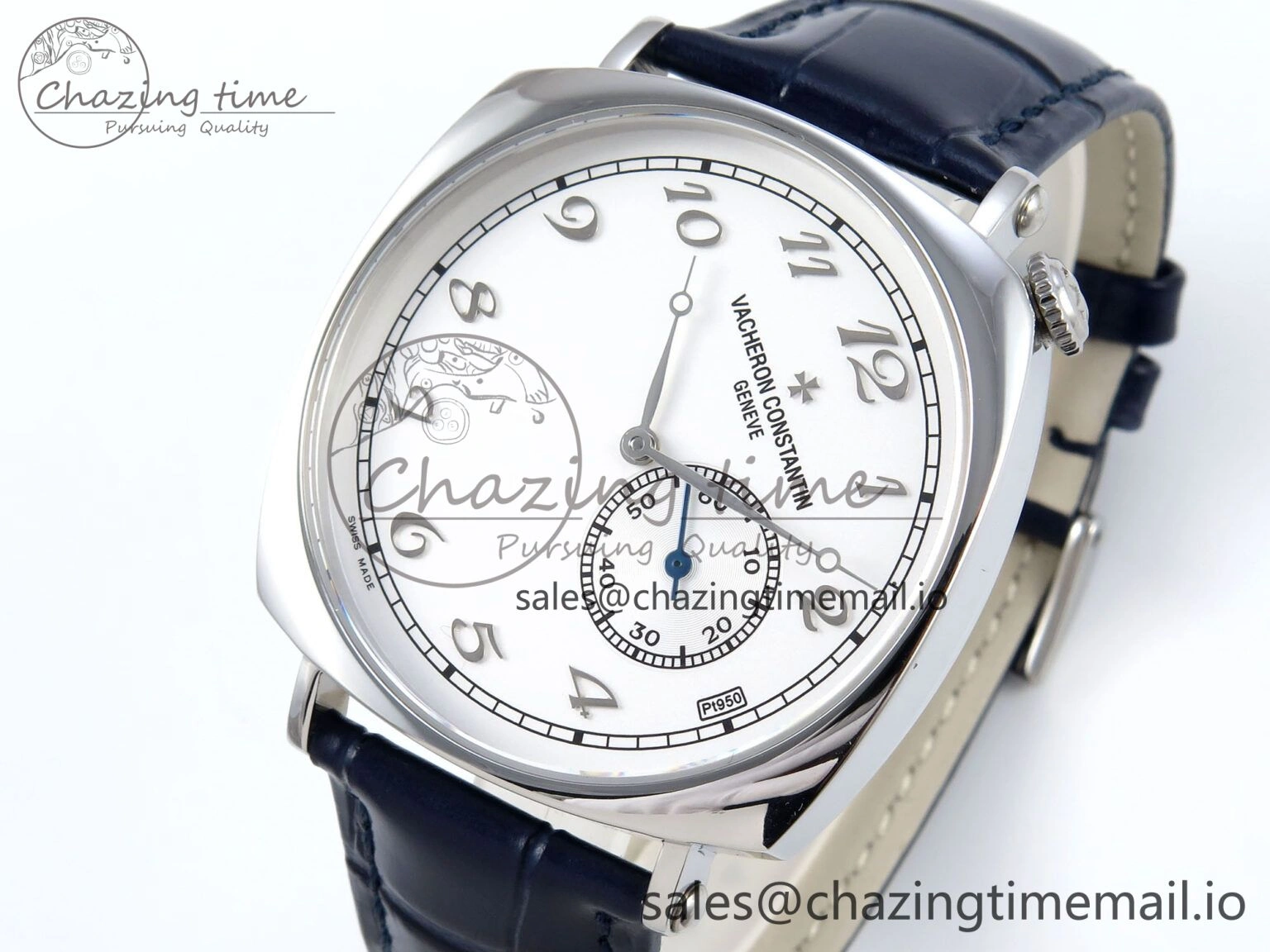 Historiques 82035 000G-B735 40mm SS AIF Best Edition White Dial on Blue Leather Strap A4400