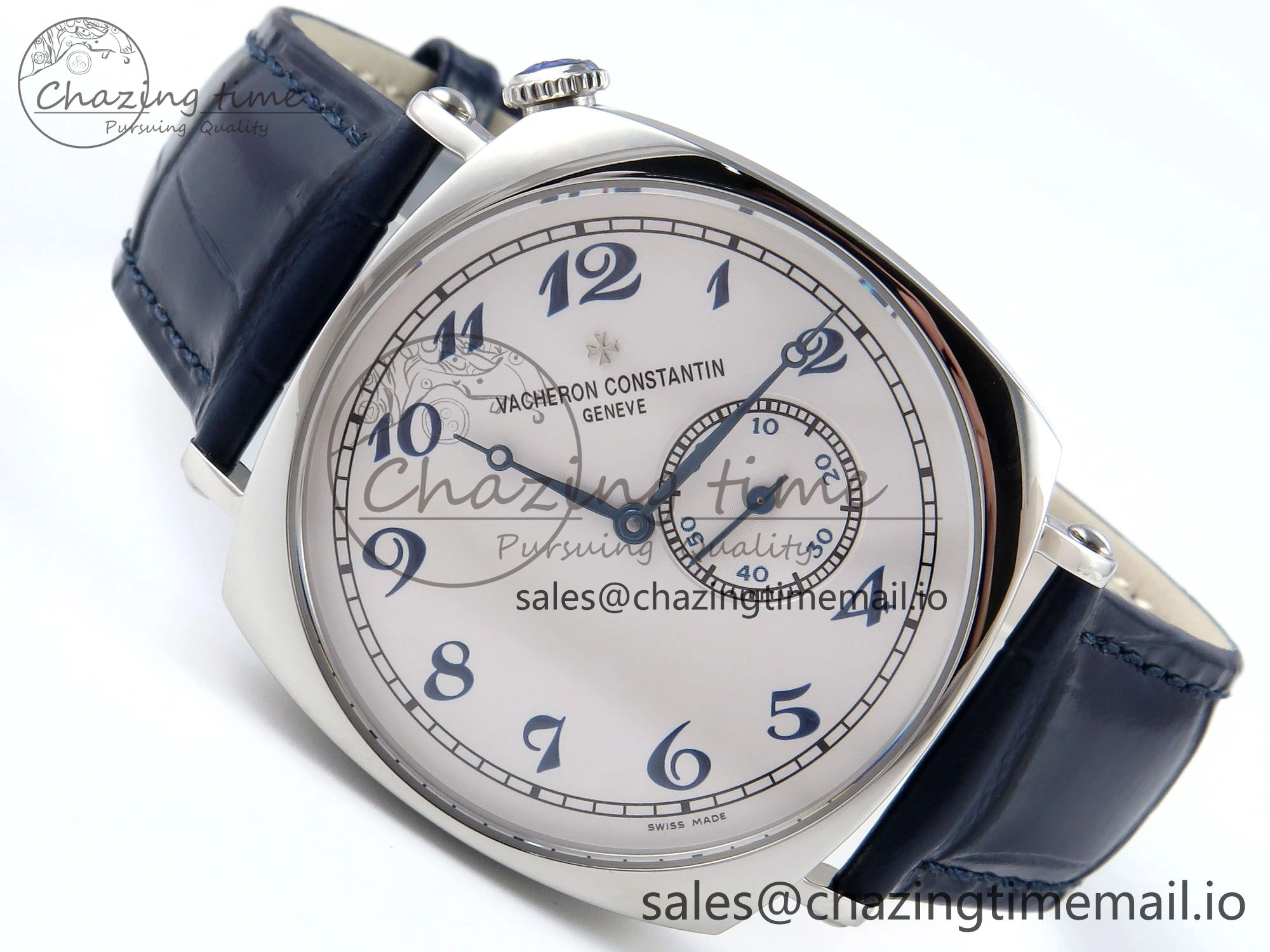 Historiques 82035 000G-B735 40mm SS AIF Best Edition White Blue Dial on Blue Leather Strap A4400