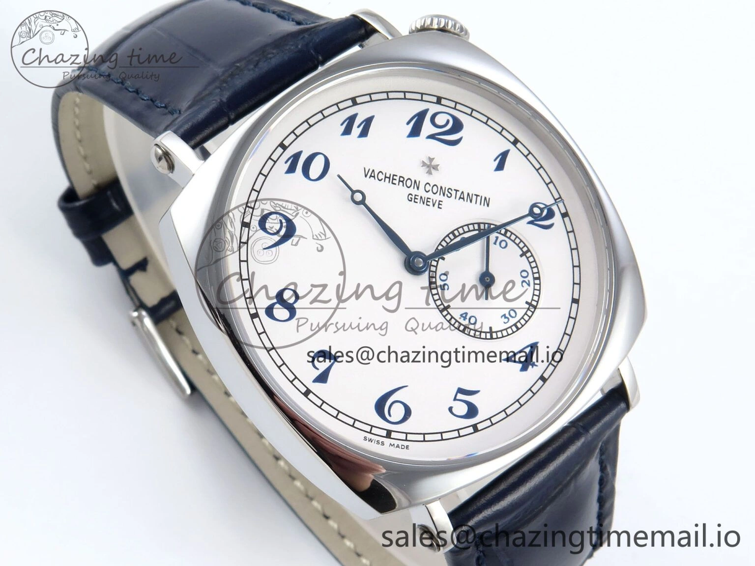 Historiques 82035 000G-B735 40mm SS AIF Best Edition White Blue Dial on Blue Leather Strap A4400