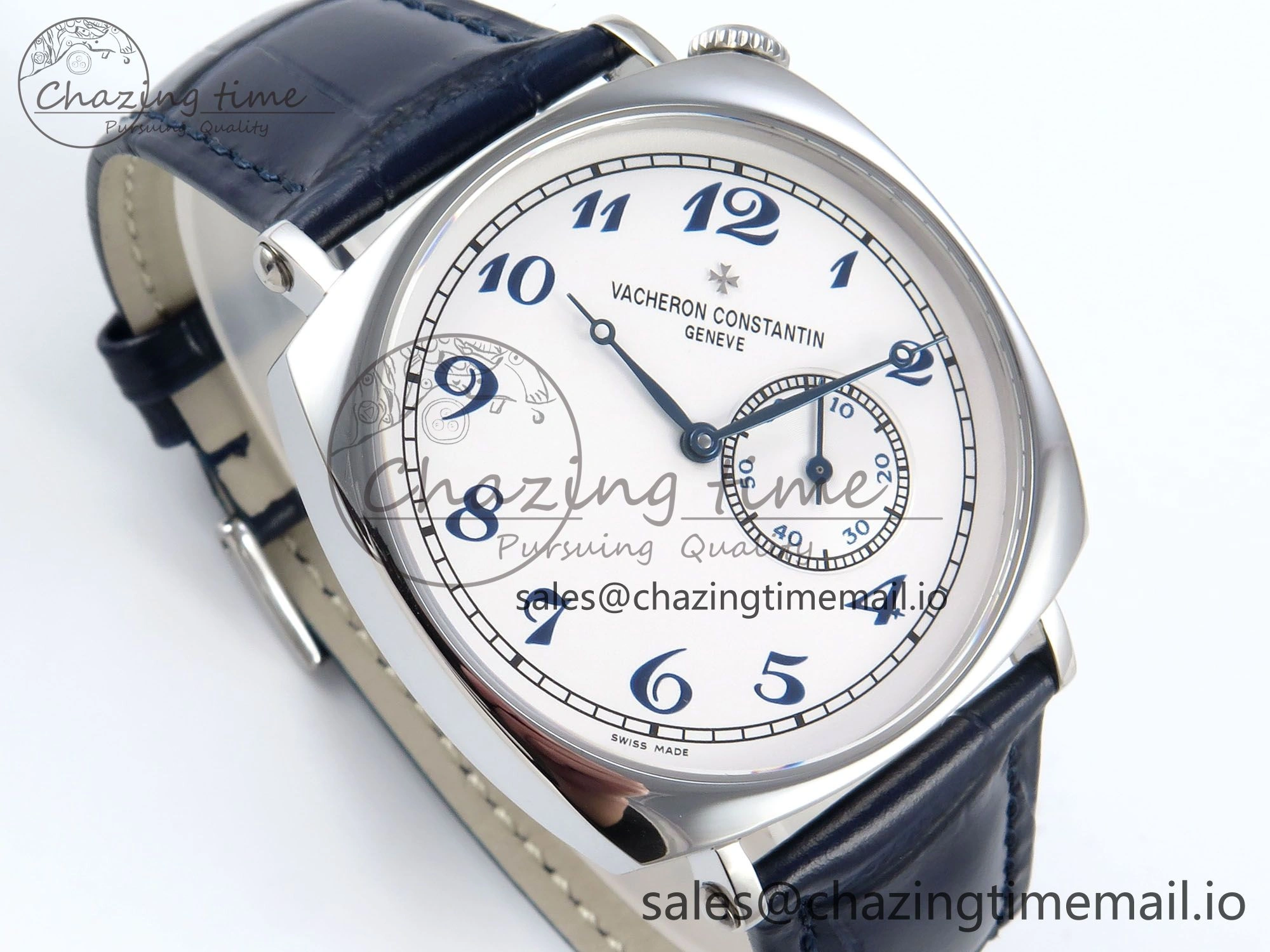 Historiques 82035 000G-B735 40mm SS AIF Best Edition White Blue Dial on Blue Leather Strap A4400