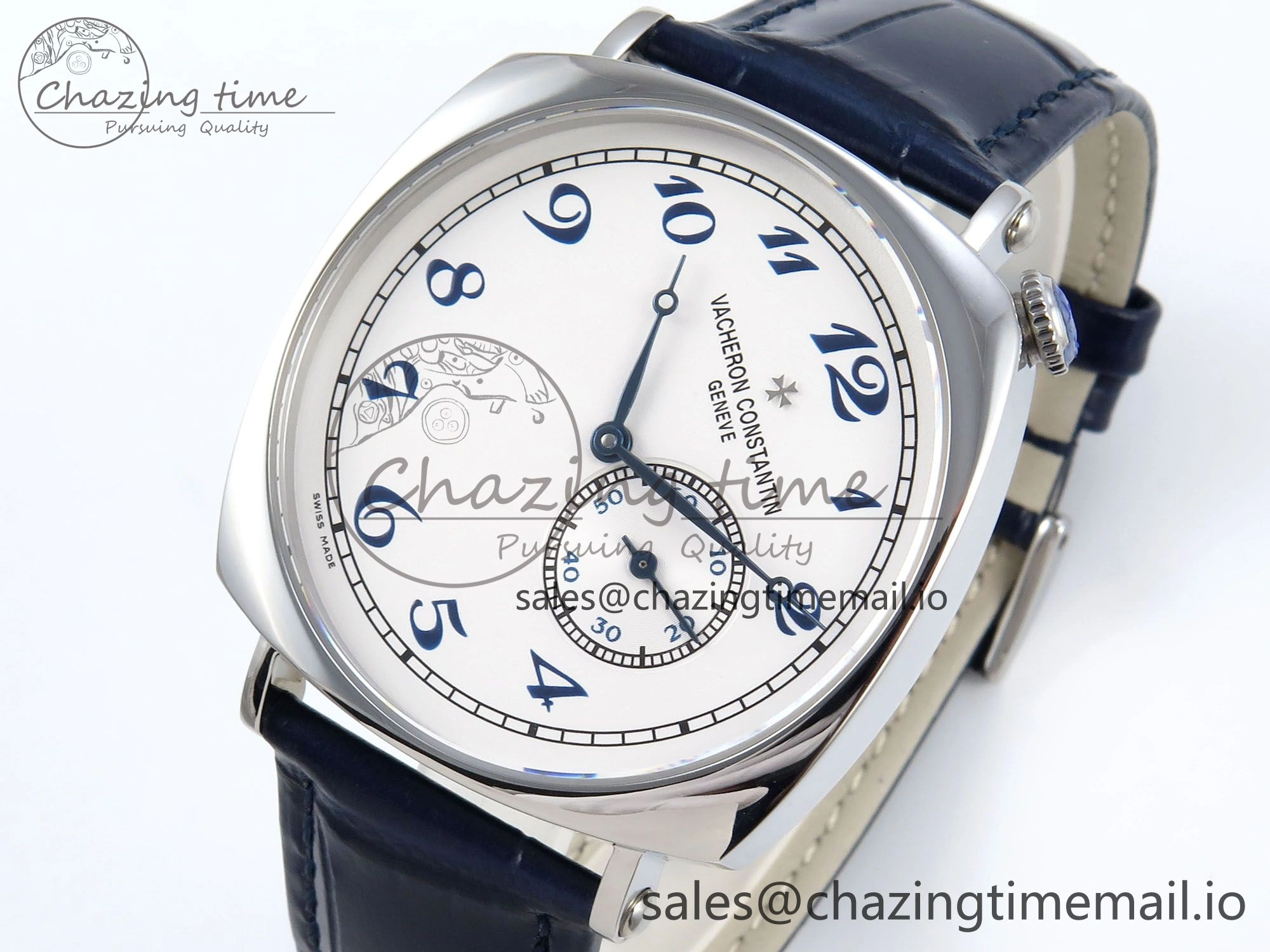 Historiques 82035 000G-B735 40mm SS AIF Best Edition White Blue Dial on Blue Leather Strap A4400