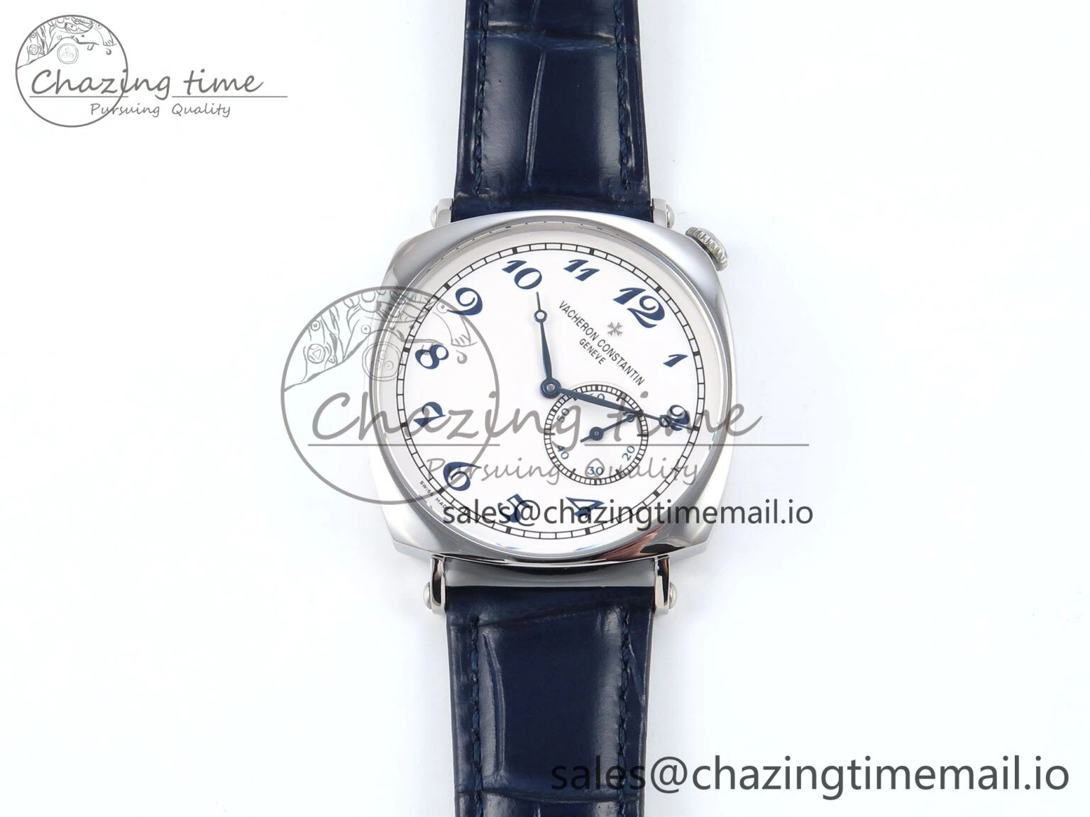 Historiques 82035 000G-B735 40mm SS AIF Best Edition White Blue Dial on Blue Leather Strap A4400