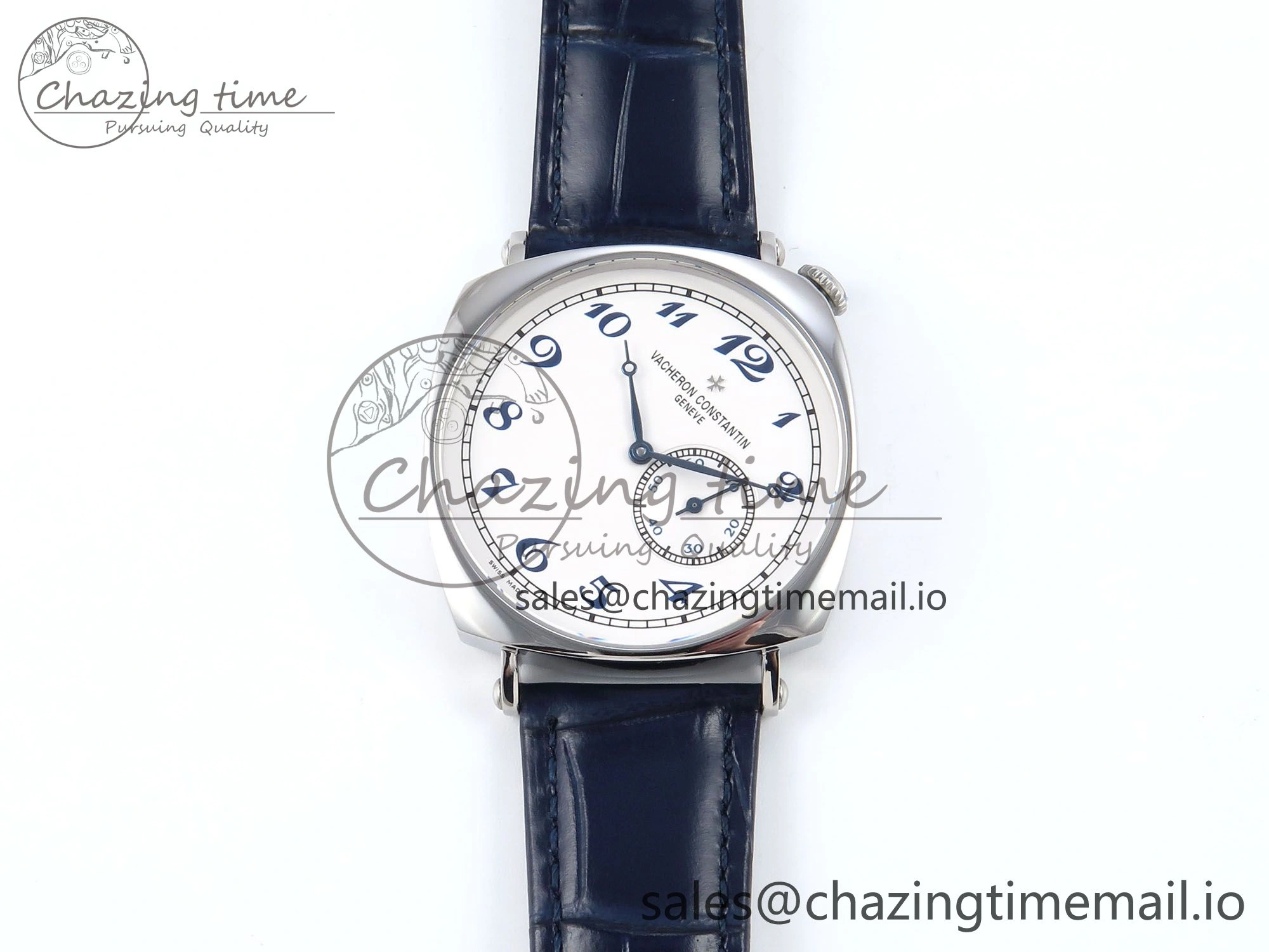 Historiques 82035 000G-B735 40mm SS AIF Best Edition White Blue Dial on Blue Leather Strap A4400