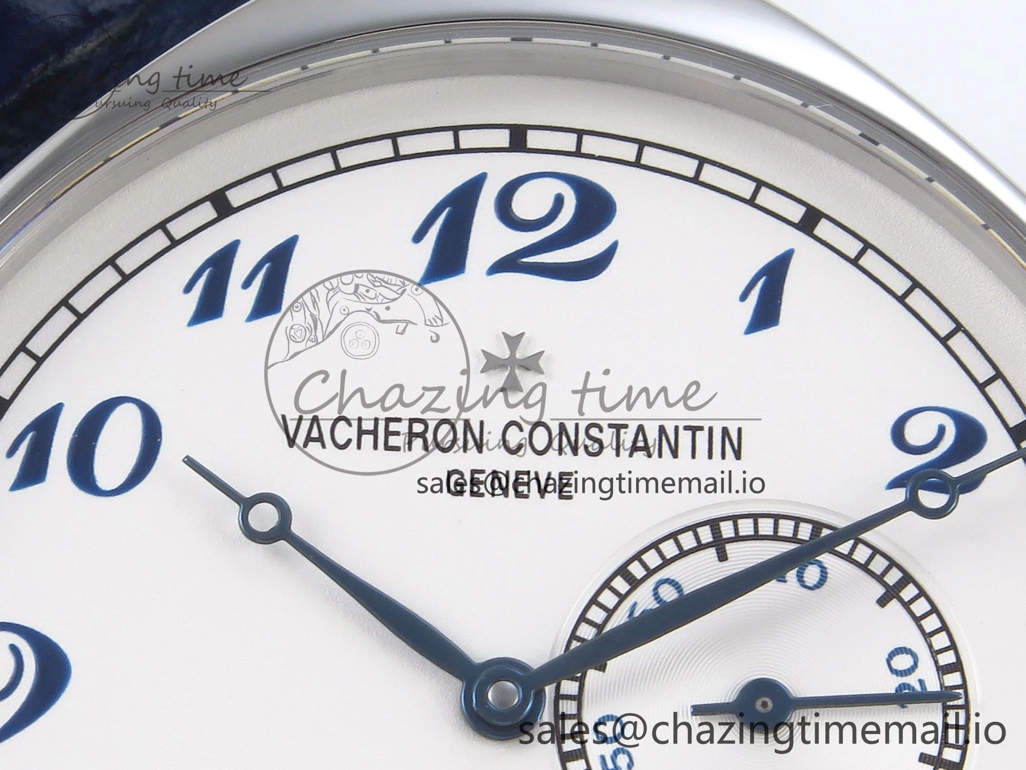 Historiques 82035 000G-B735 40mm SS AIF Best Edition White Blue Dial on Blue Leather Strap A4400