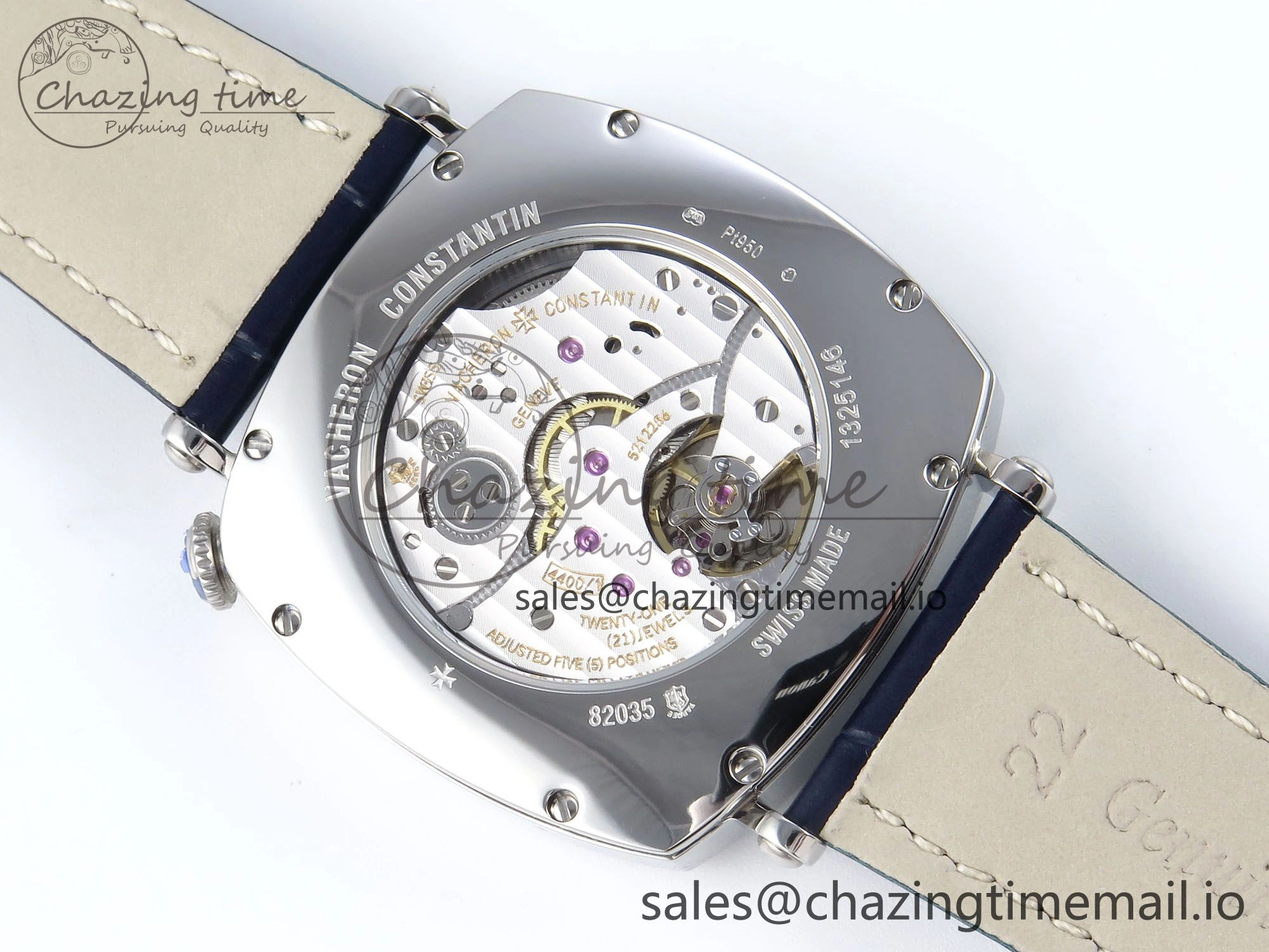 Historiques 82035 000G-B735 40mm SS AIF Best Edition White Blue Dial on Blue Leather Strap A4400