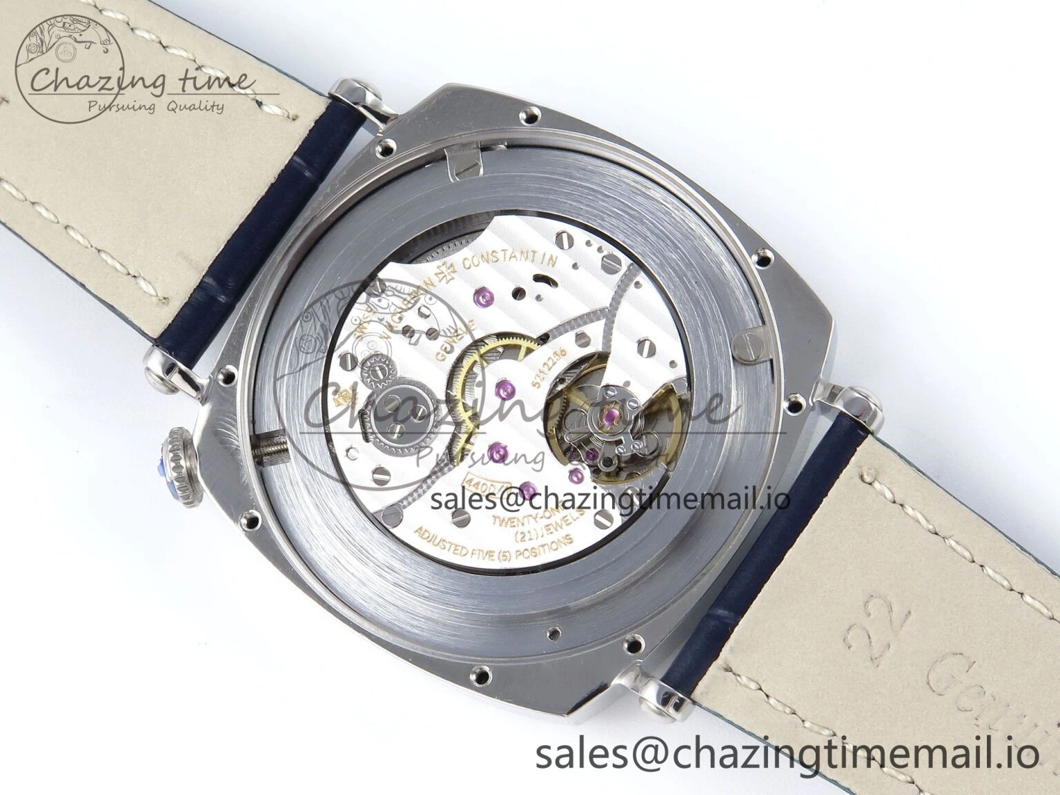 Historiques 82035 000G-B735 40mm SS AIF Best Edition White Blue Dial on Blue Leather Strap A4400