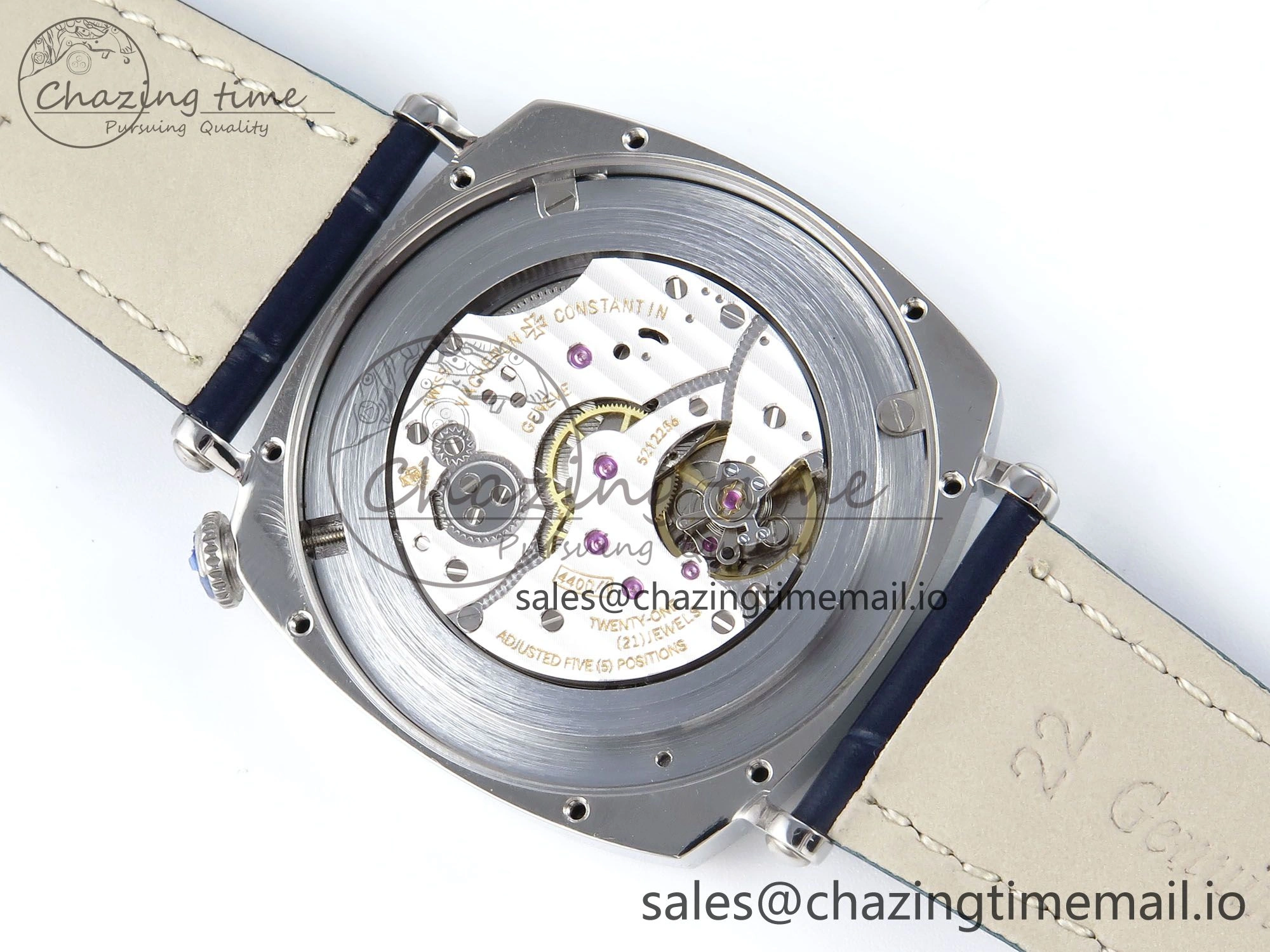 Historiques 82035 000G-B735 40mm SS AIF Best Edition White Blue Dial on Blue Leather Strap A4400