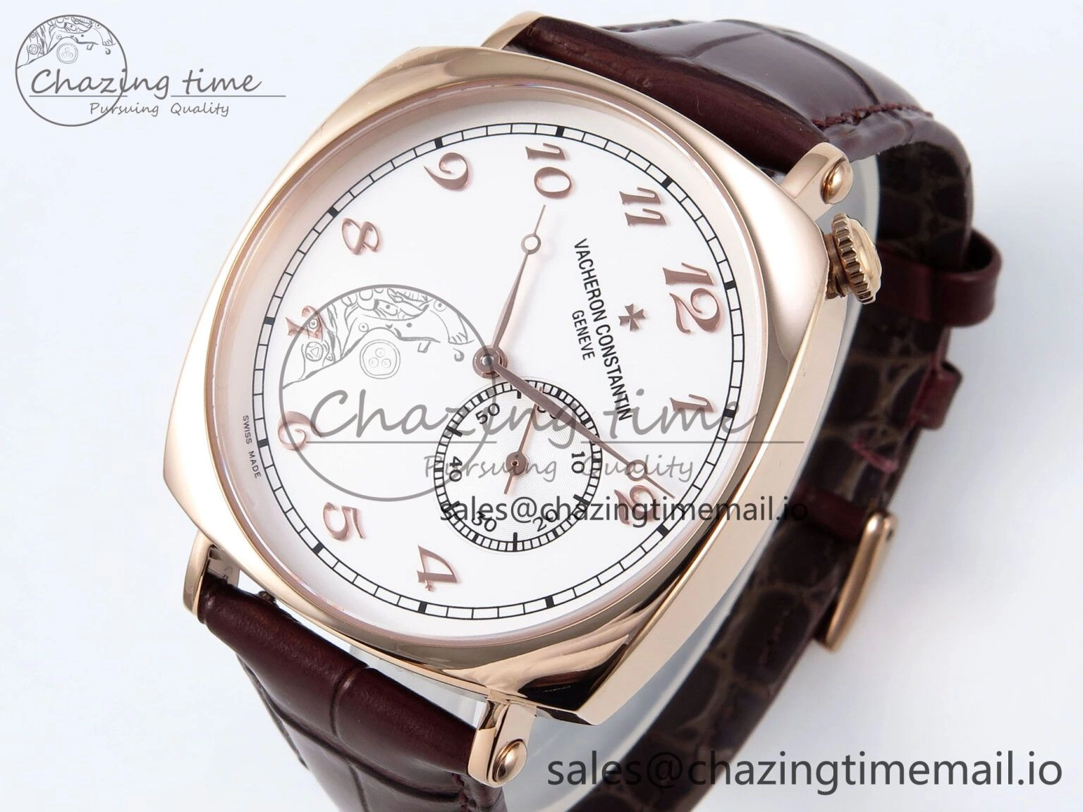 Historiques 82035 000R-9359 40mm RG AIF Best Edition White RG Dial on Brown Leather Strap A4400