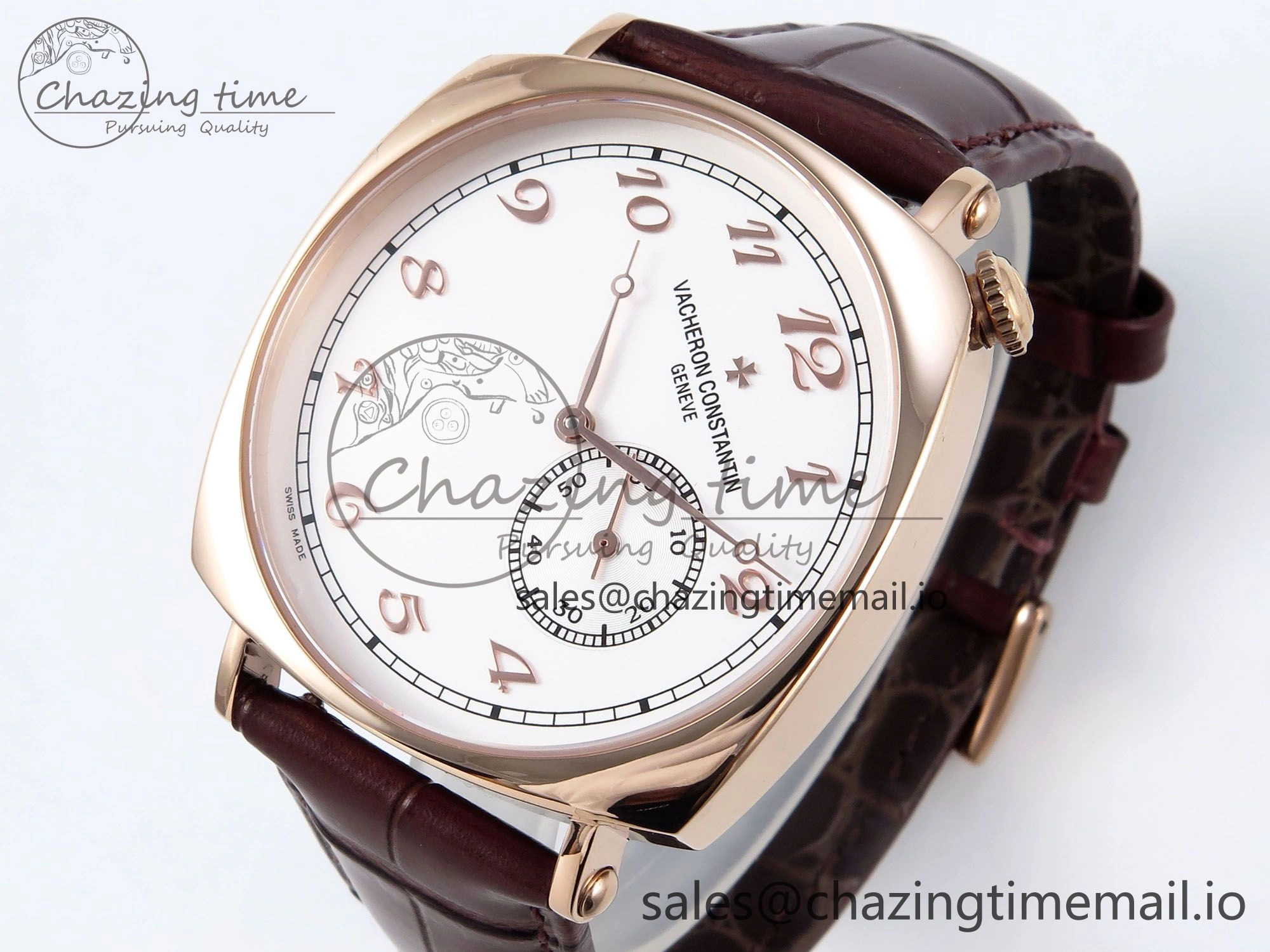 Historiques 82035 000R-9359 40mm RG AIF Best Edition White RG Dial on Brown Leather Strap A4400